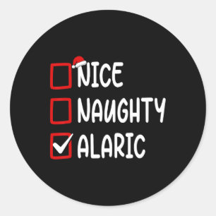 Christmas Checklist Nice Naughty Alaric Personaliz Runder Aufkleber