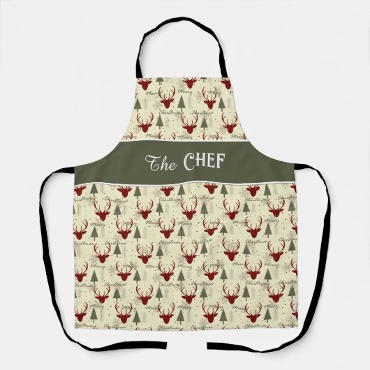 Christmas Cheer Apron with Deer and Trees Schürze (Vorderseite)