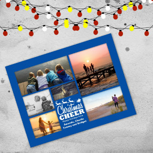 Christmas Cheer Blue Holiday Foto Postkarte