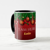 “Christmas Cheer – I Am Here” Tasse (Vorderseite Links)