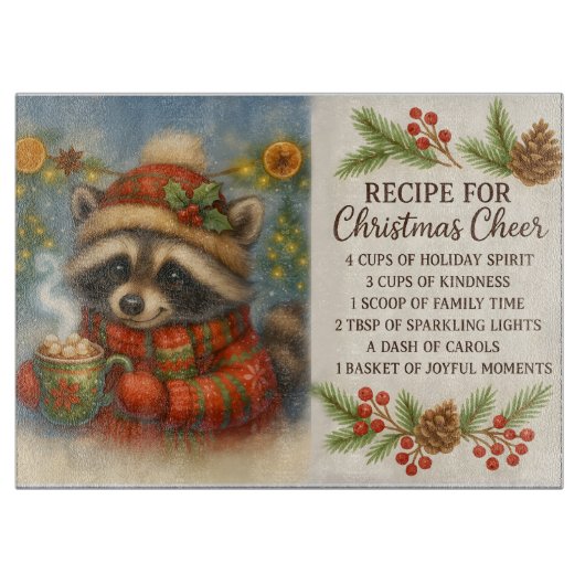 Christmas Cheer Raccoon Cutting Board Schneidebrett (Vorderseite)
