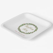 Christmas Cheer Wreath Gold Script Personalized Pappteller (Gewinkelt)