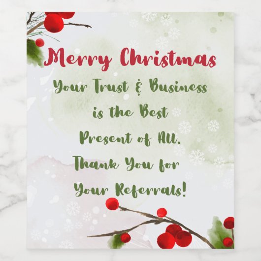 Christmas | Cheers Client for Business & Referals Weinetikett (Einzelnes Label)