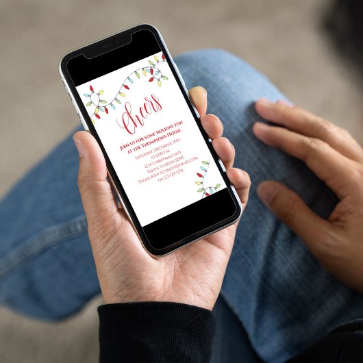 Christmas Cheers Colorful Cute String Lights Einladung