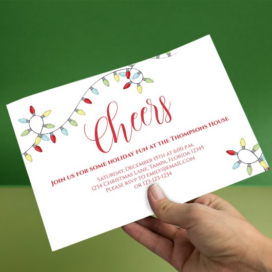 Christmas Cheers Colorful Cute String Lights Einladung