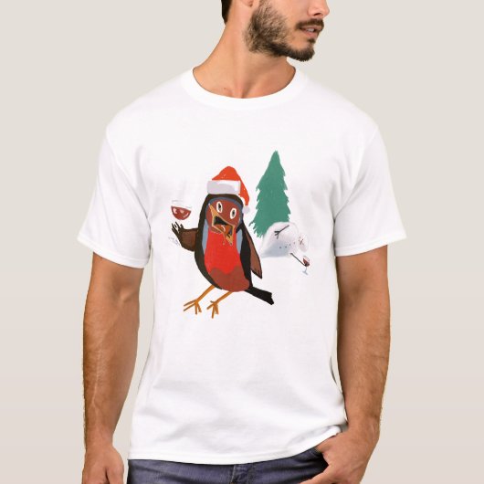 Christmas Cheers Robin on men's t-shirt (Vorderseite)