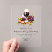 Christmas Cheese & Wine Party Watercolor Acryleinladungen (Insitu (Handheld))