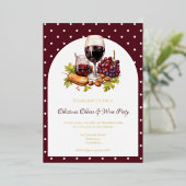 Christmas Cheese & Wine Theme Foil Invitation Folieneinladung (Stehend vorne)