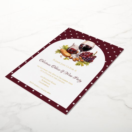 Christmas Cheese & Wine Theme Foil Invitation Folieneinladung (Gedreht)