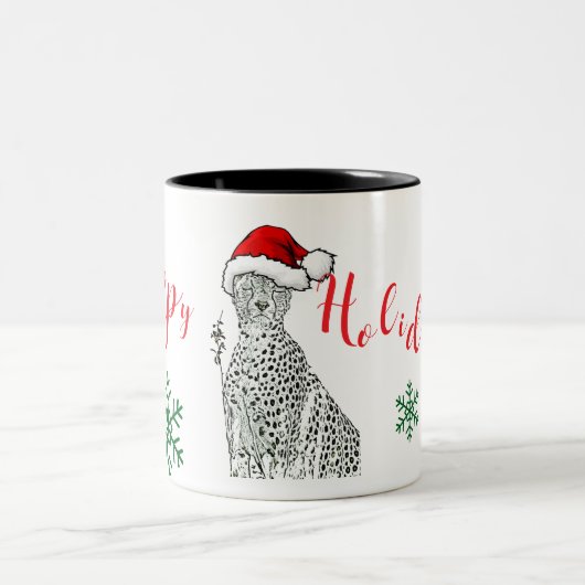 Christmas Cheetah Mug Cup Zweifarbige Tasse (Mittel)