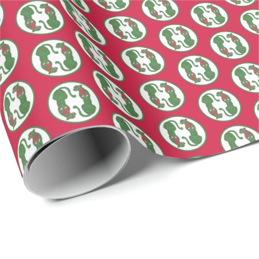 Christmas Cheetahs Geschenkpapier (Rolleneckpunkt)