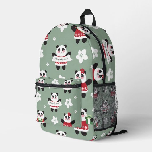 Christmas Cherry Blossom Panda Bedruckter Rucksack (Rückseitige Ecke Rechts)