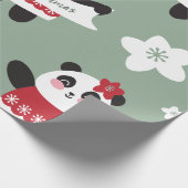 Christmas Cherry Blossom Panda Geschenkpapier (Ecke)