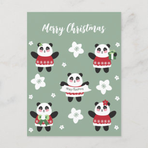 Christmas Cherry Blossom Panda Postkarte