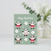 Christmas Cherry Blossom Panda Postkarte (Stehend Vorderseite)