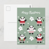 Christmas Cherry Blossom Panda Postkarte (Vorne/Hinten)