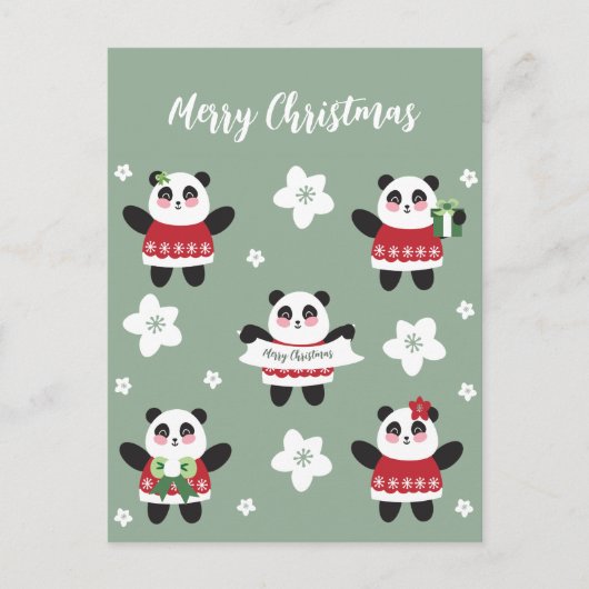 Christmas Cherry Blossom Panda Postkarte (Vorderseite)