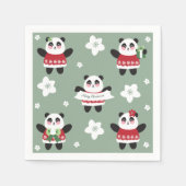 Christmas Cherry Blossom Panda Serviette (Vorderseite)