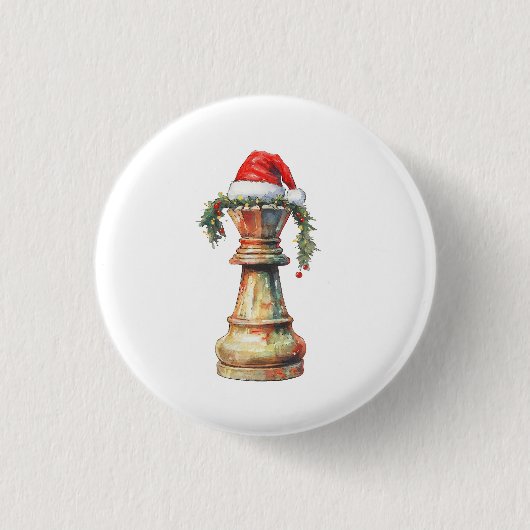 Christmas Chess King Pin Button – Watercolor Chess (Vorderseite)