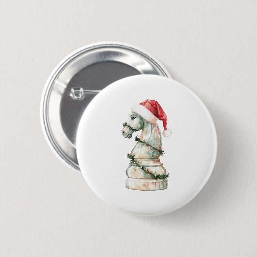 Christmas Chess Knight Pin Button – Watercolor Che (Vorne & Hinten)