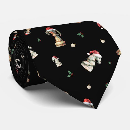 Christmas Chess Tie – Elegant Chess pattern Krawatte (Gerollt)