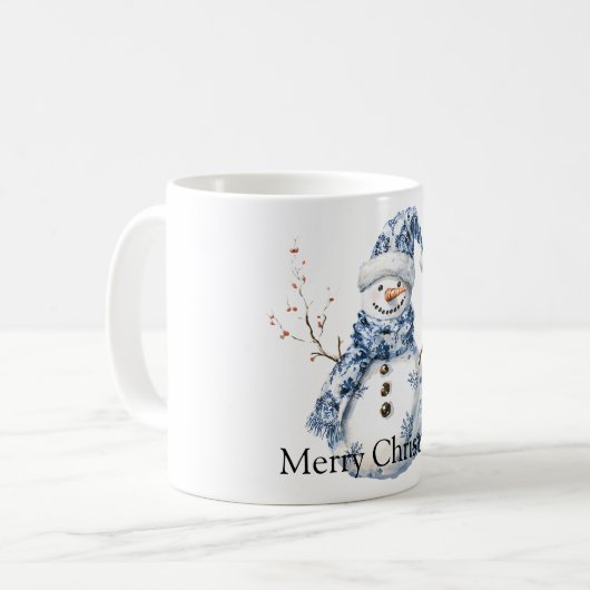Christmas Chic Blue White Snowman Kaffeetasse (Vorderseite Links)