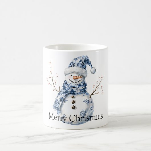 Christmas Chic Blue White Snowman Kaffeetasse (Mittel)