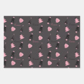 Christmas Chic Pink Grau moderner Individuelle Nam Geschenkpapier Set (Vorderseite 3)