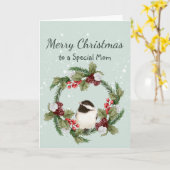 Christmas Chickadee Bird Watercolor Mutter Karte (Gelbe Blume)