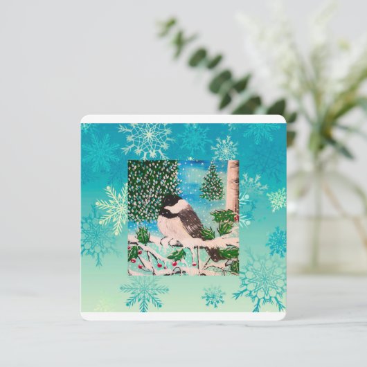 Christmas Chickadee Chatter Einladung (Stehend Vorderseite)