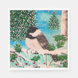 Christmas Chickadee Chatter Napkins Serviette