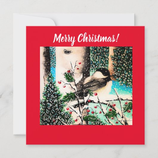 Christmas Chickadee Chatter Rote Einladung (Vorderseite)
