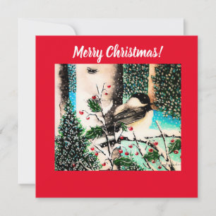 Christmas Chickadee Chatter Rote Einladung