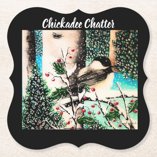 Christmas Chickadee Chatter Untersetzer (Vorderseite)