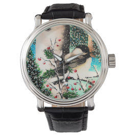 Christmas Chickadee Chatter Watch Armbanduhr