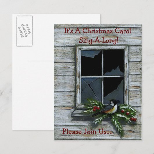 CHRISTMAS: CHICKADEE: EINLADUNG (Vorne/Hinten)