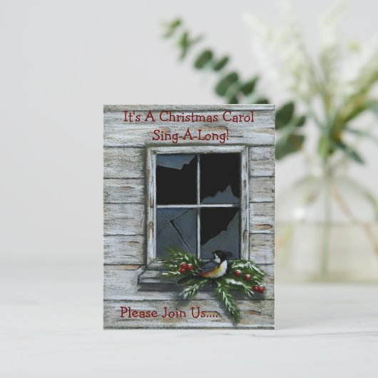 CHRISTMAS: CHICKADEE: EINLADUNG (Stehend Vorderseite)