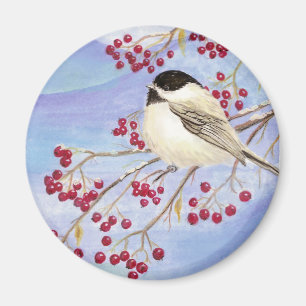 Christmas Chickadee Magnet