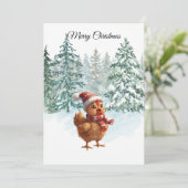 Christmas Chicken Flat Holiday Card Feiertagskarte (Stehend Vorderseite)