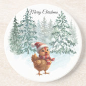 Christmas Chicken Sandstone Coaster Getränkeuntersetzer (Vorne)