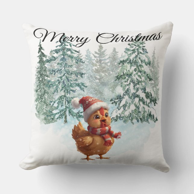 Christmas Chicken Throw Pillow Kissen (Vorderseite)