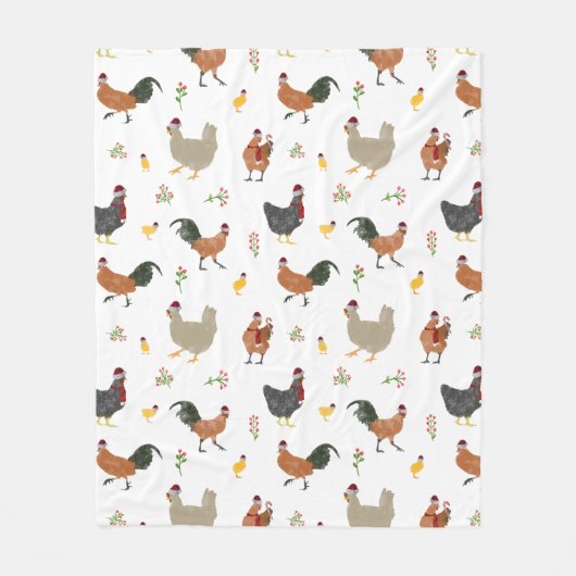 Christmas Chickens & Chicks Pattern Fleecedecke (Vorderseite)