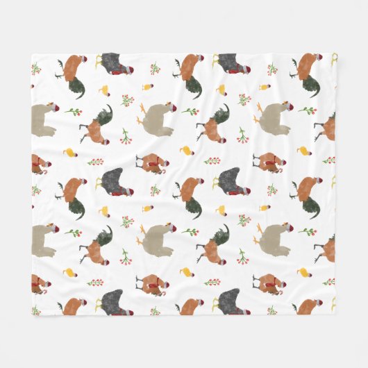 Christmas Chickens & Chicks Pattern Fleecedecke (Vorderseite (Horizontal))
