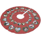 Christmas Chickens in Heart Wreaths Polka Dots Polyester Weihnachtsbaumdecke (Schrägansicht)