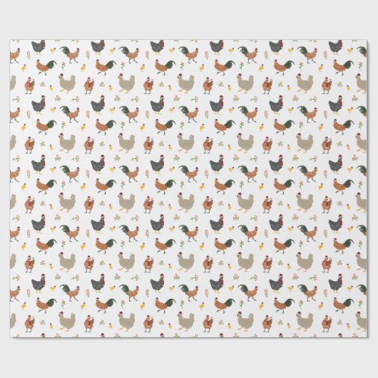 Christmas Chickens Pattern Geschenkpapier (Flach)