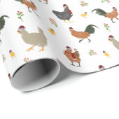 Christmas Chickens Pattern Geschenkpapier (Rolleneckpunkt)