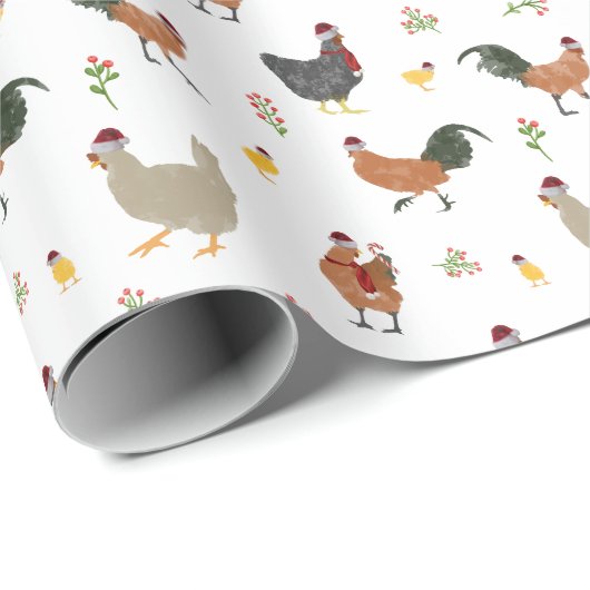 Christmas Chickens Pattern Geschenkpapier (Rolleneckpunkt)