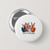 Christmas Chickens Reindeer Farm Animals Xmas Ligh Button (Vorne & Hinten)
