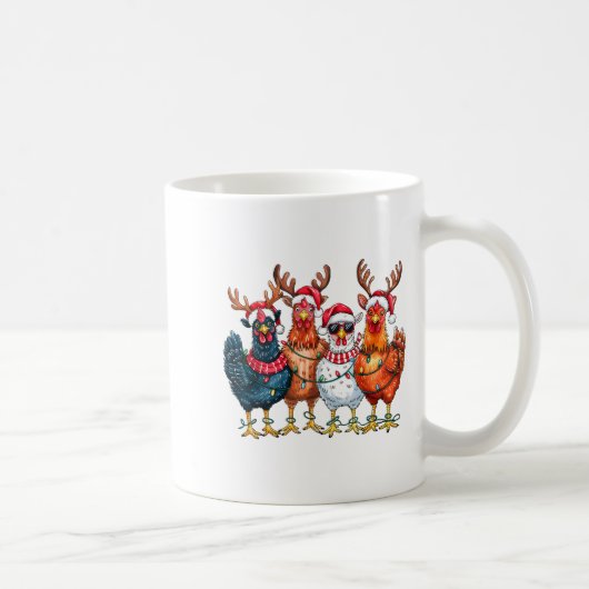 Christmas Chickens Reindeer Farm Animals Xmas Ligh Kaffeetasse (Rechts)