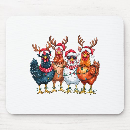Christmas Chickens Reindeer Farm Animals Xmas Ligh Mousepad (Vorne)